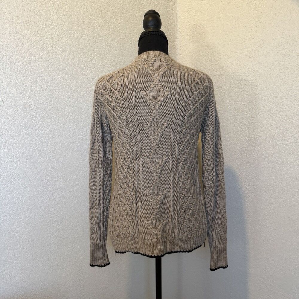 360 Sweater Women XS Cable Knit Sweater Cashmere Angora Lambswool Side Zip Beige - Picture 6 of 11